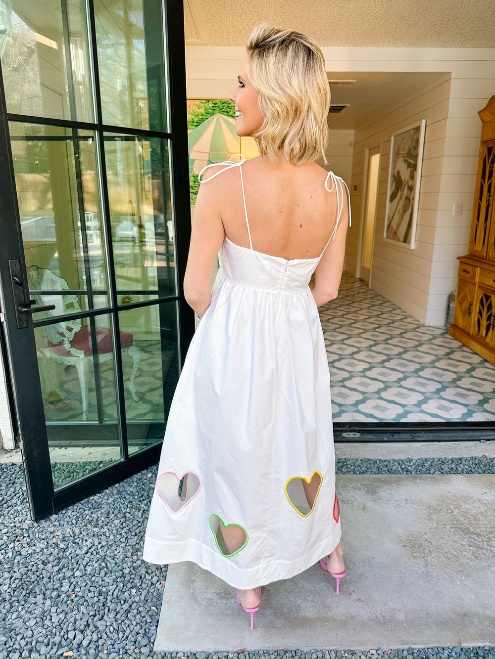 FILL MY HEART CUTOUT MIDI DRESS - WHITE