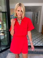 IT DOES IT ALL UTILITY WRAP ROMPER - RED