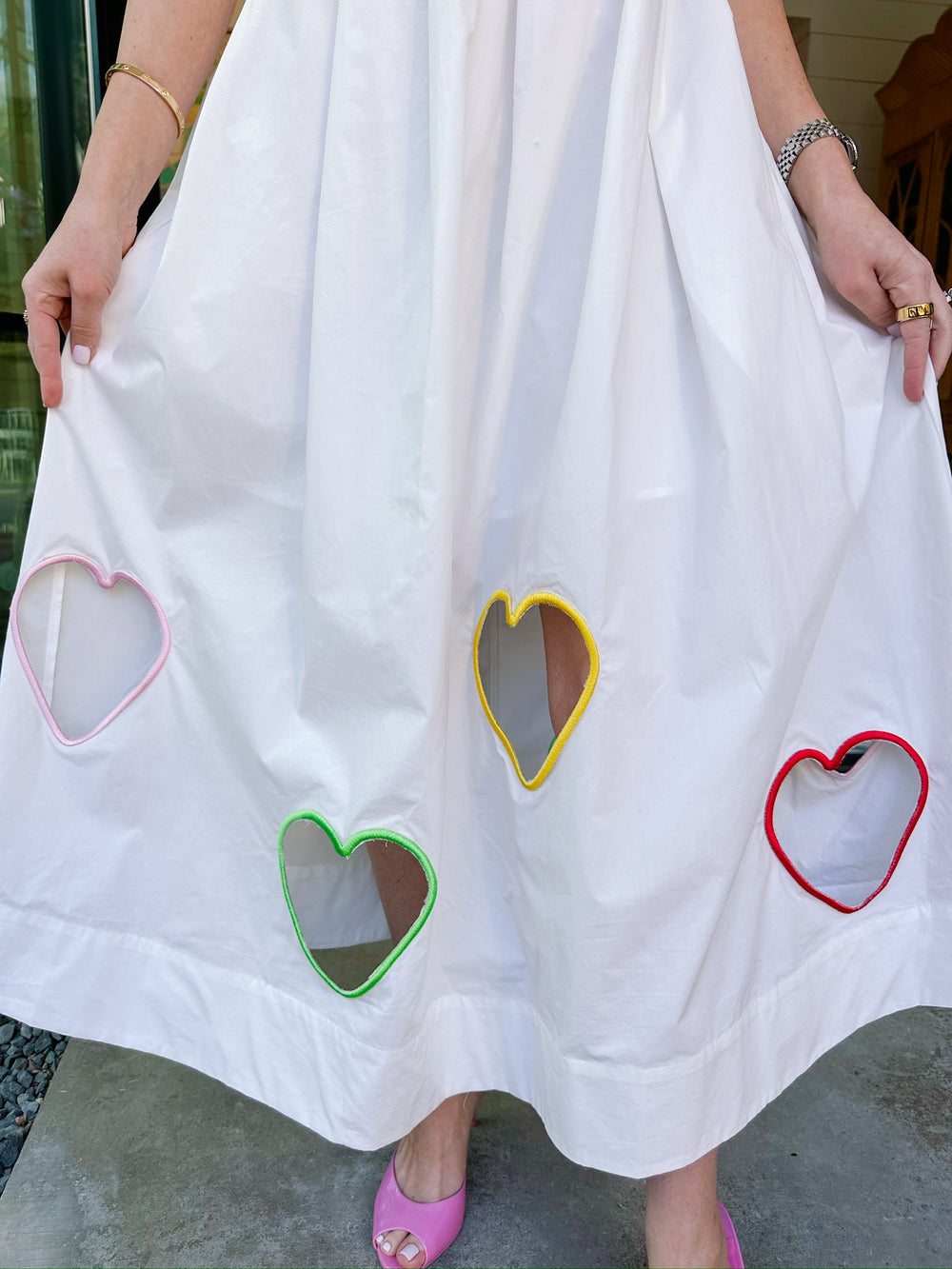 FILL MY HEART CUTOUT MIDI DRESS - WHITE