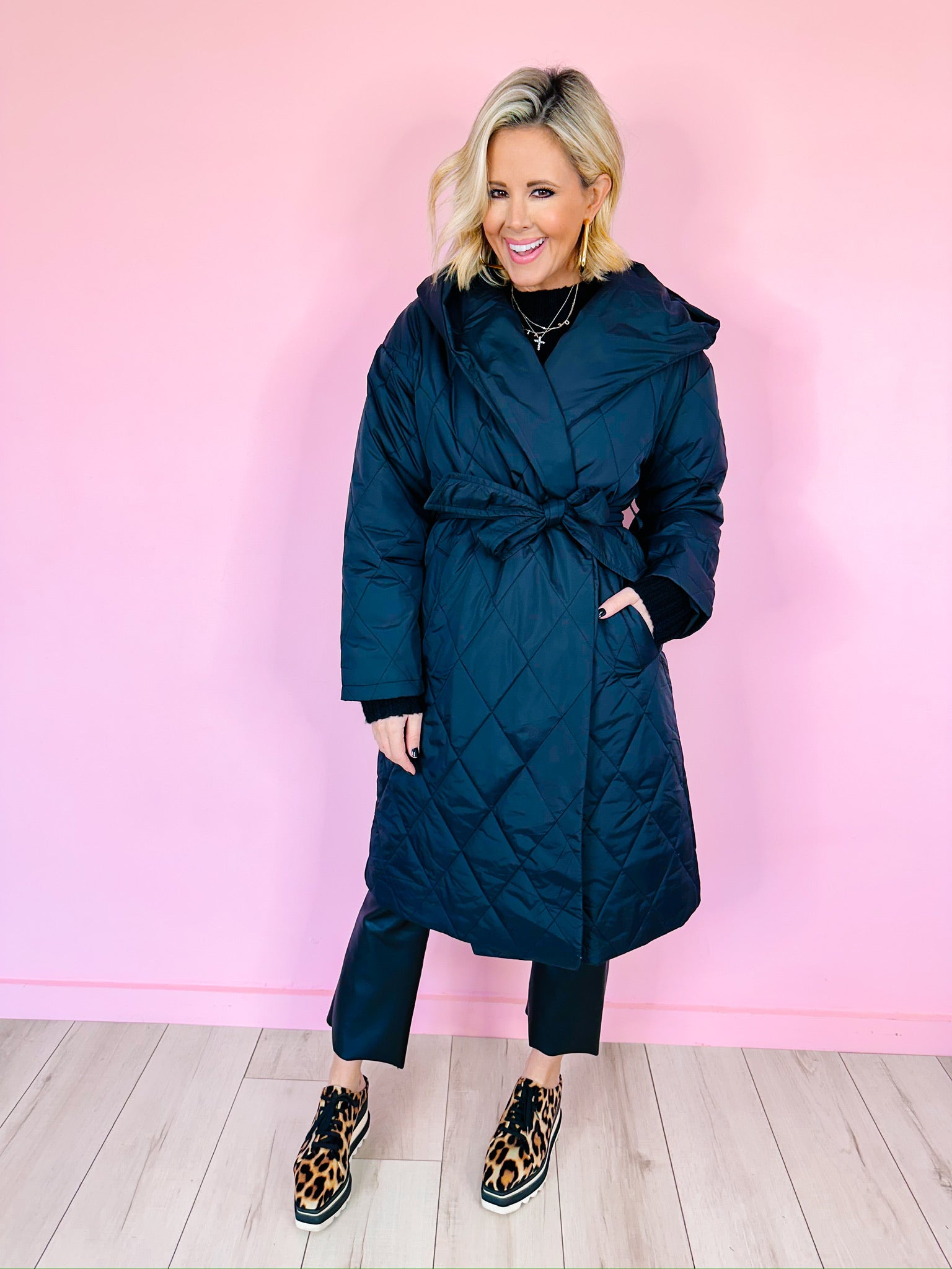 CARPOOL CHIC QUILTED COAT - BLACK