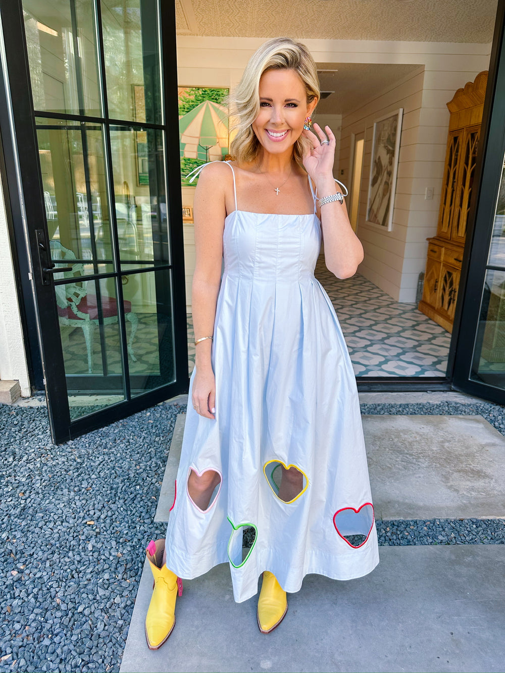 FILL MY HEART CUTOUT MIDI DRESS - BLUE