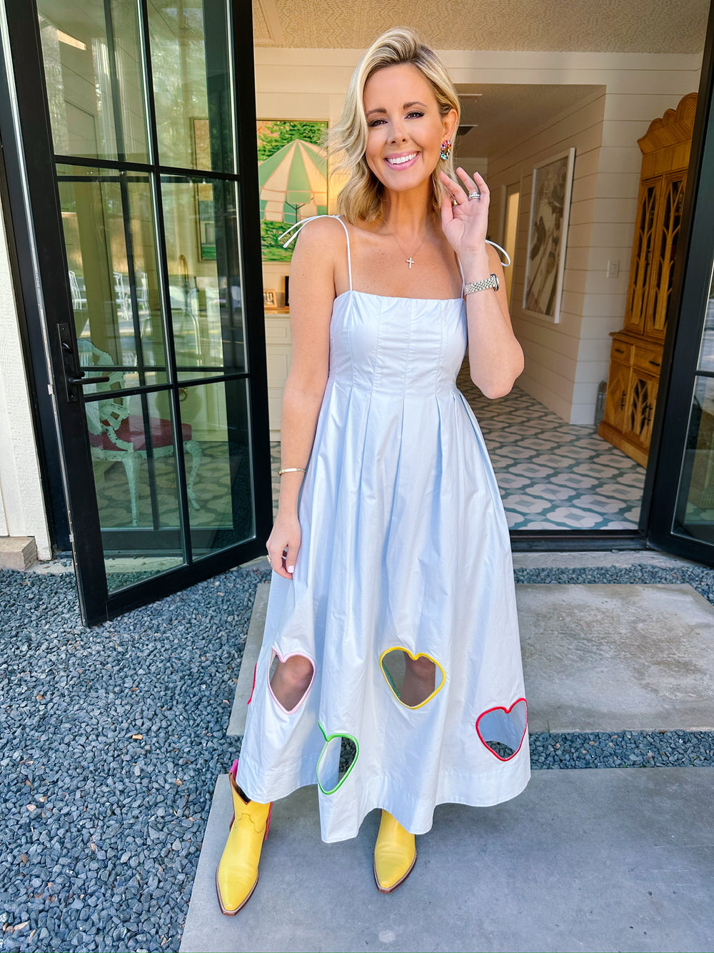 FILL MY HEART CUTOUT MIDI DRESS - BLUE