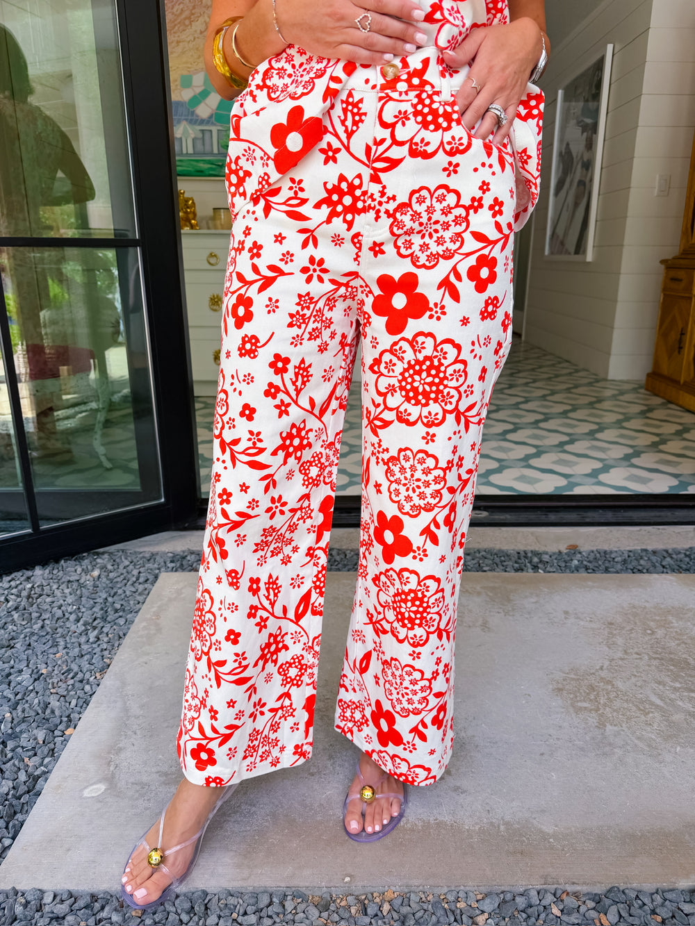 BEST IS YET TO COME FLORAL JEANS - RED
