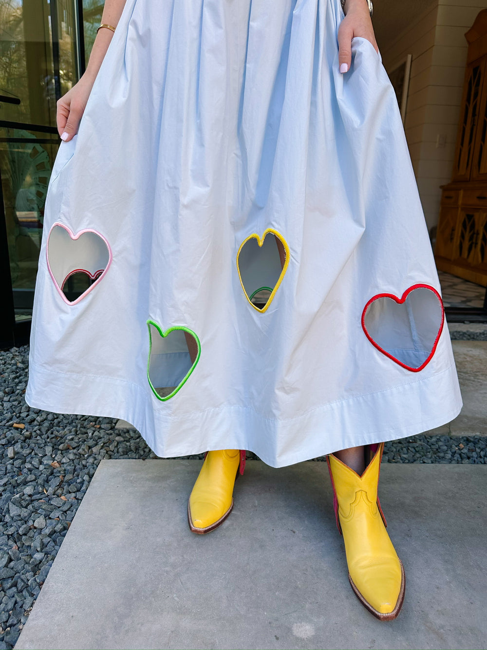 FILL MY HEART CUTOUT MIDI DRESS - BLUE