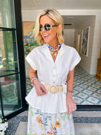 ELIZABETH BELTED FLORAL DRESS - CREAM