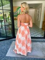 SANTA ROSA SEASHELL RIC RAC TRIM MIDI DRESS - CORAL