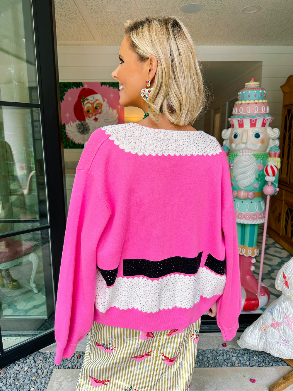 SANTA'S COAT CARDIGAN - PINK