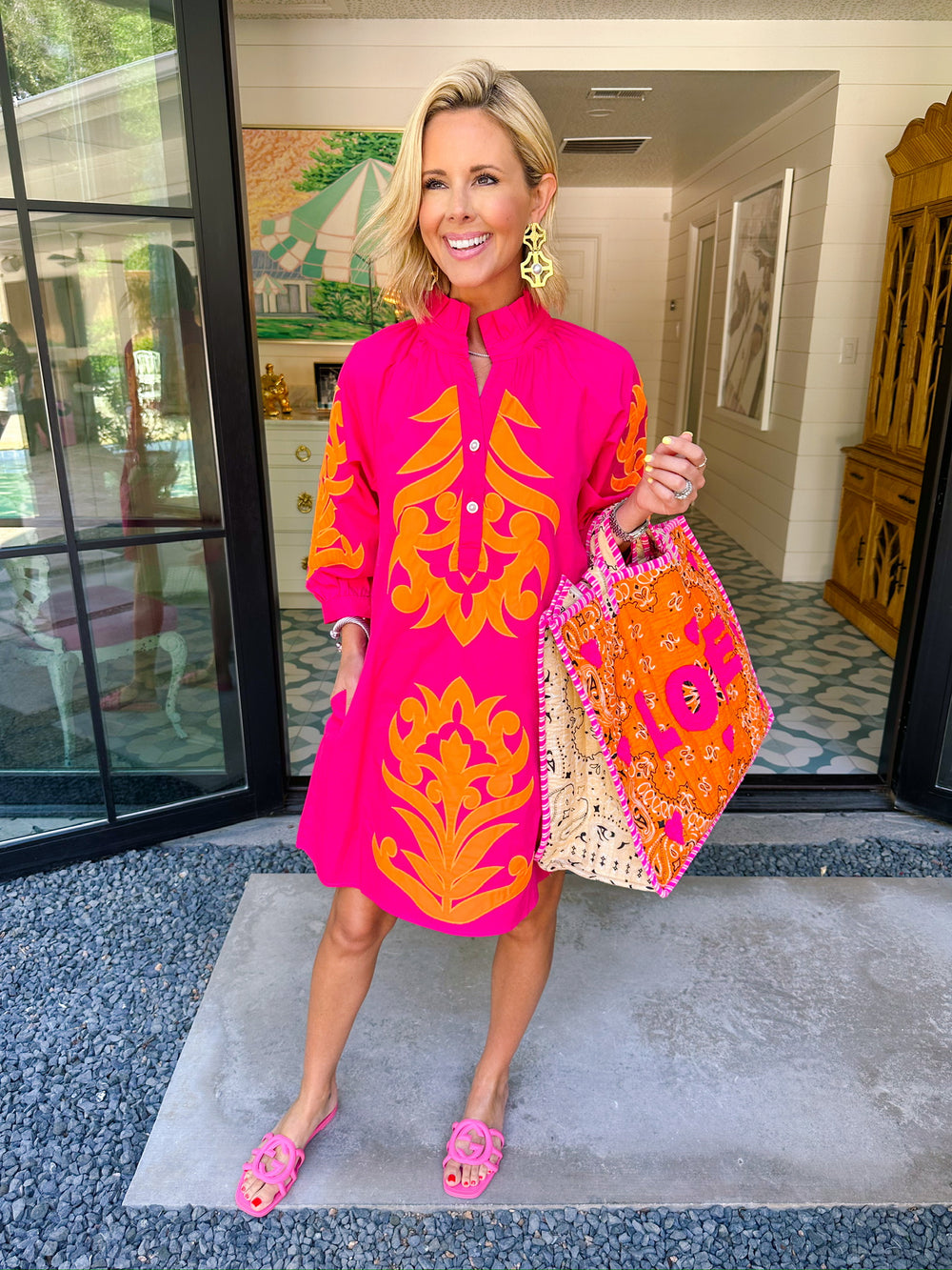 YOUR TRUE REFLECTION APPLIQUE DRESS - FUCHSIA
