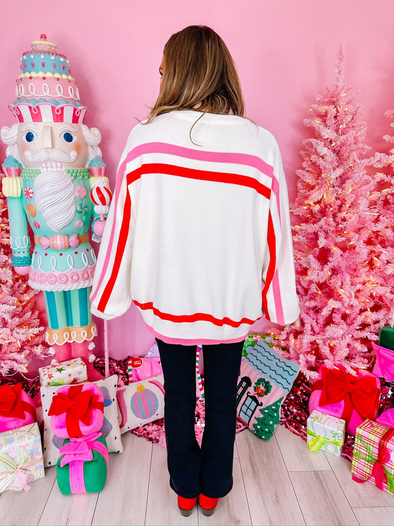 SANTA BABY STRIPE SWEATER - CREAM