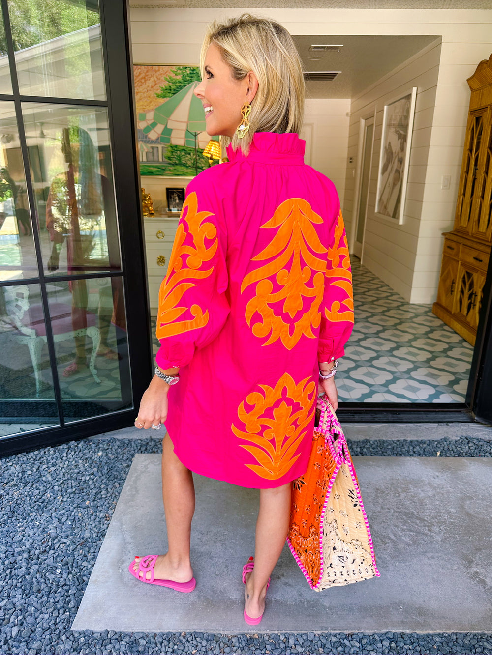YOUR TRUE REFLECTION APPLIQUE DRESS - FUCHSIA