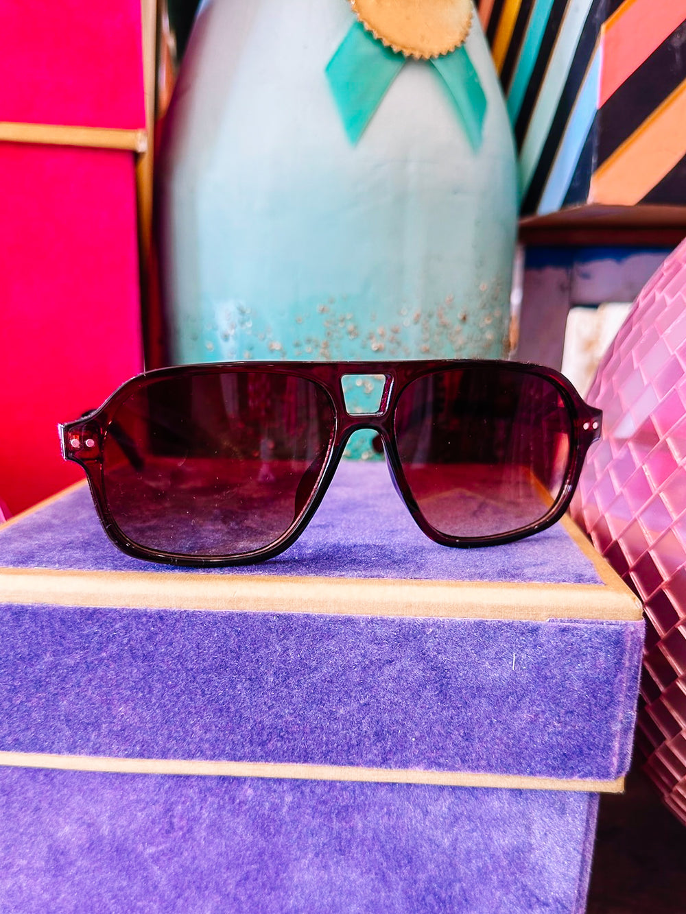 ALYSSA AVIATOR SUNGLASSES - BROWN