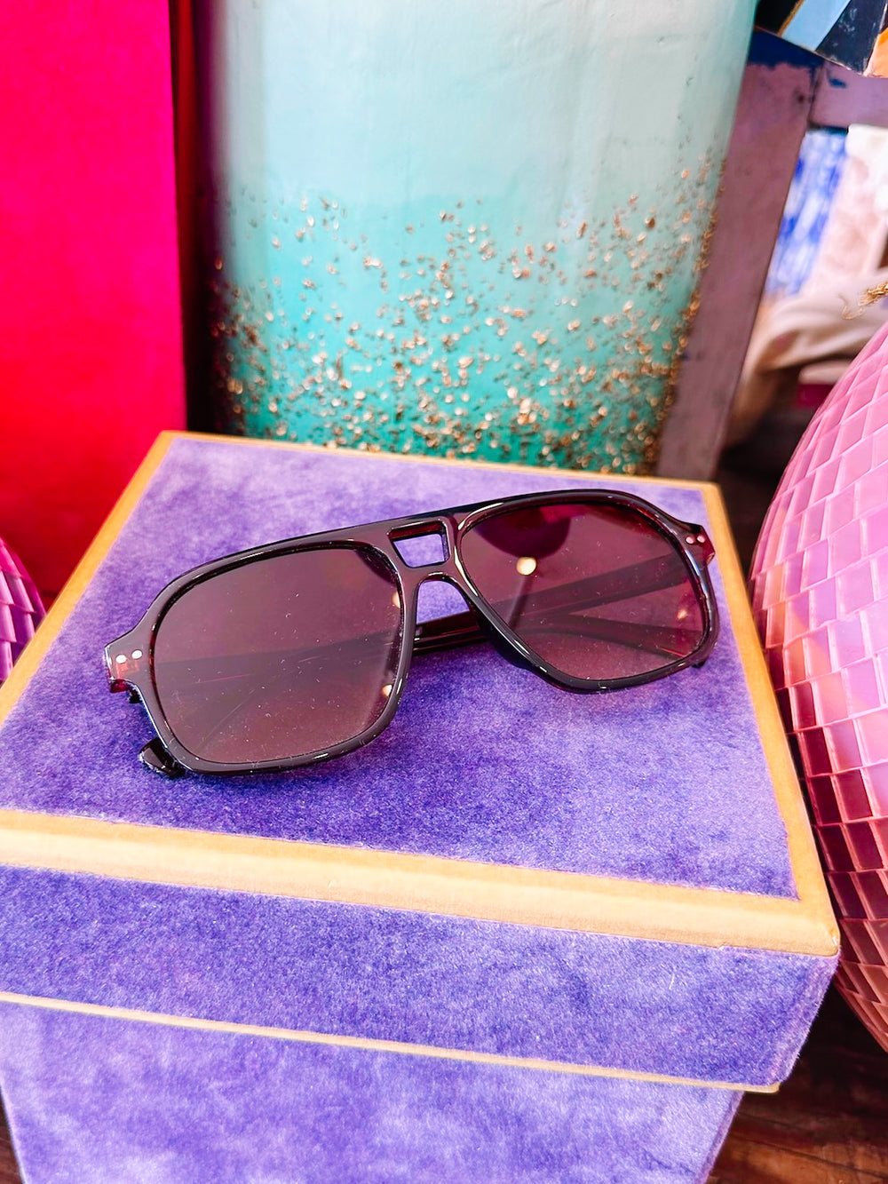 ALYSSA AVIATOR SUNGLASSES - BROWN