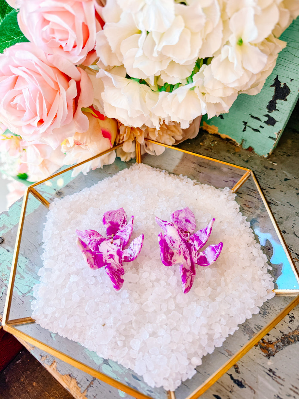 FLORA EARRING - PURPLE MARBLE