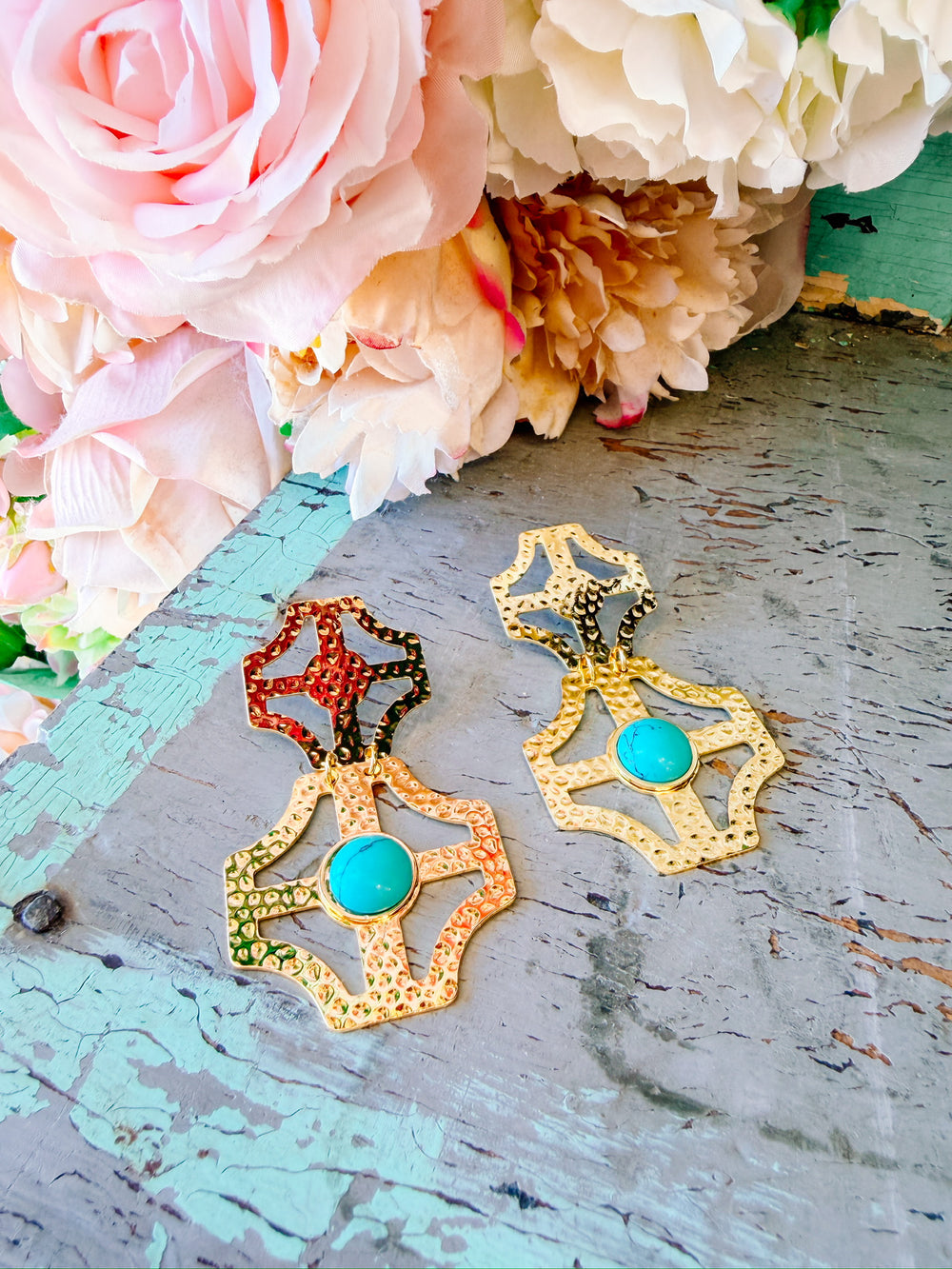 STACEY GOLD EARRING - TURQUOISE