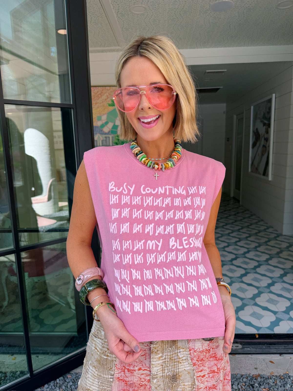 COUNTING MY BLESSINGS MUSCLE TEE - DUSTY PINK
