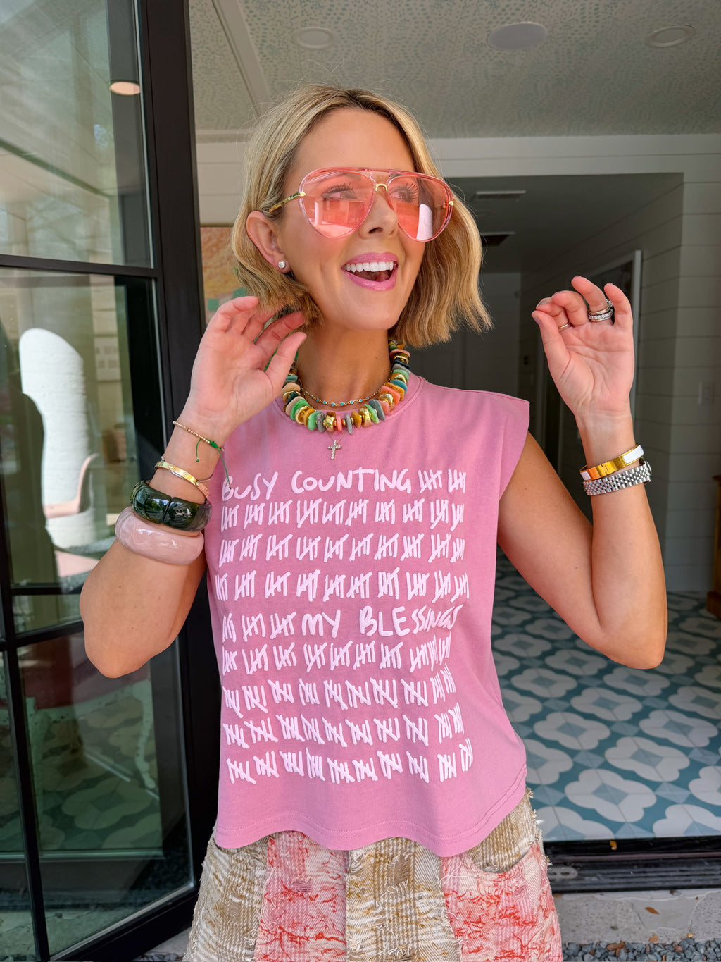COUNTING MY BLESSINGS MUSCLE TEE - DUSTY PINK