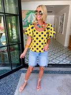 MAKE IT COUNT POLKA DOT TOP - GREEN/NAVY