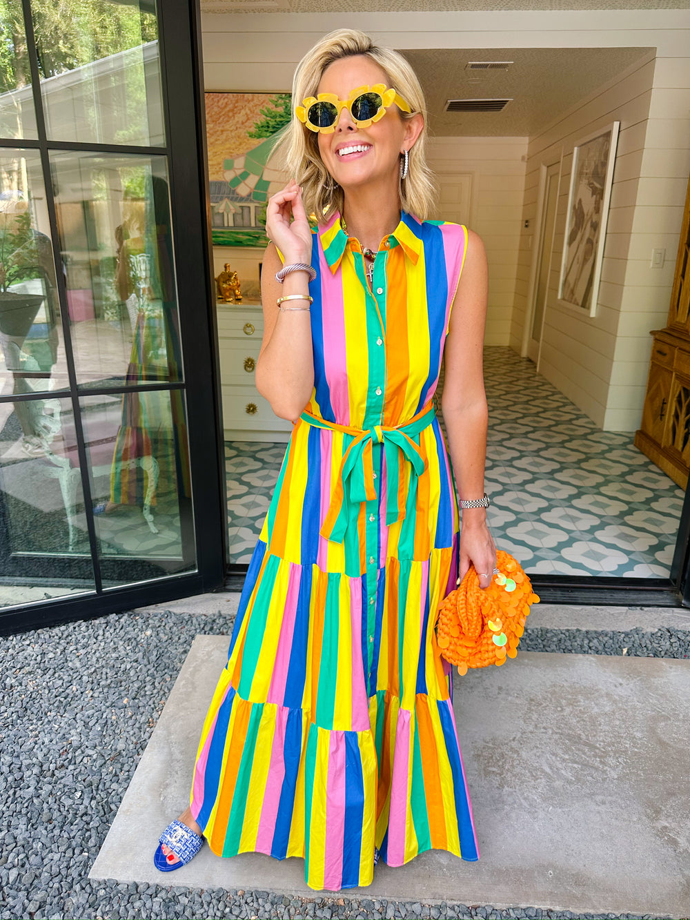 SHE KNOWS BEST STRIPE MIDI DRESS - MULTI