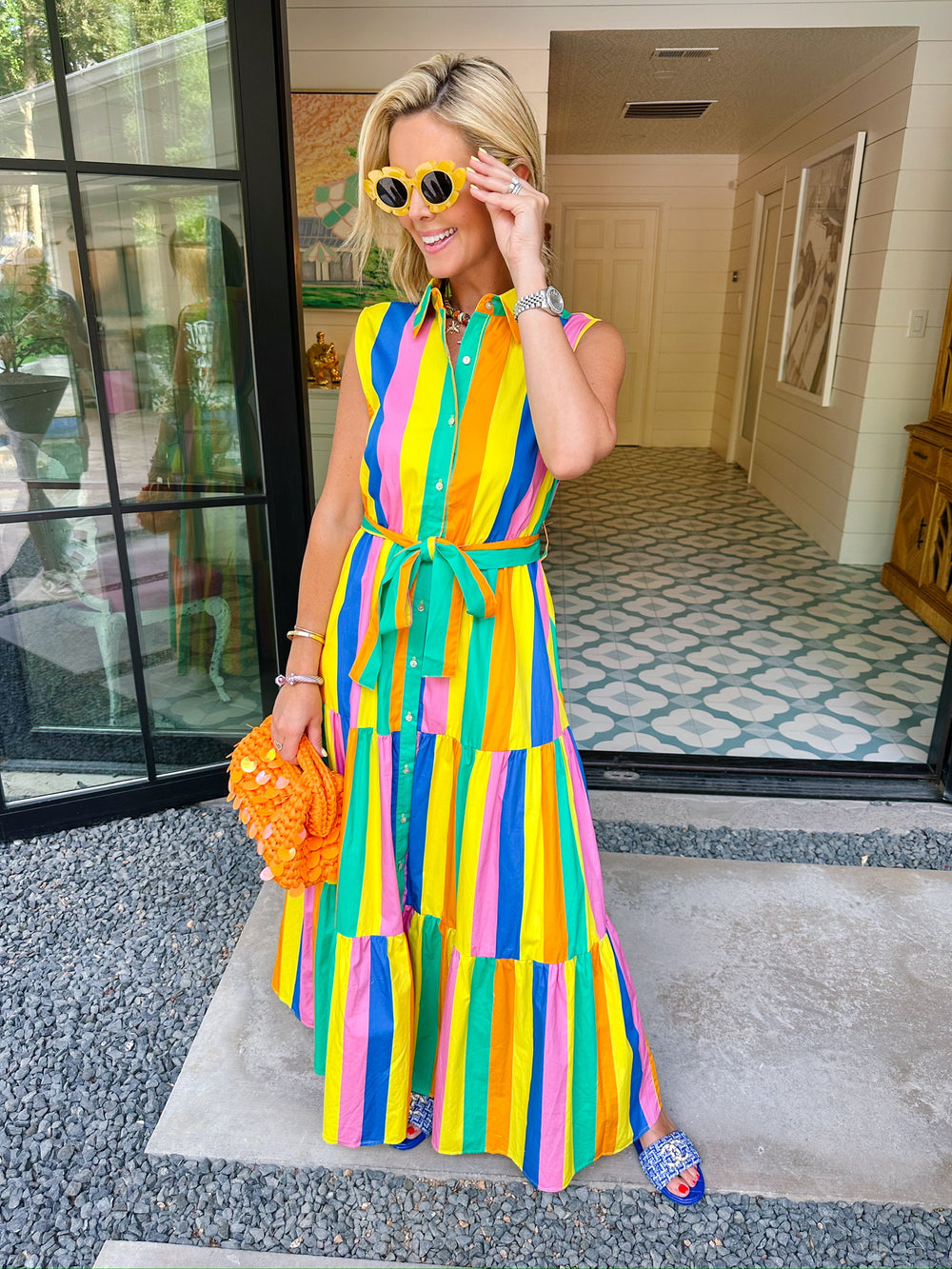 SHE KNOWS BEST STRIPE MIDI DRESS - MULTI