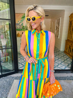 SHE KNOWS BEST STRIPE MIDI DRESS - MULTI