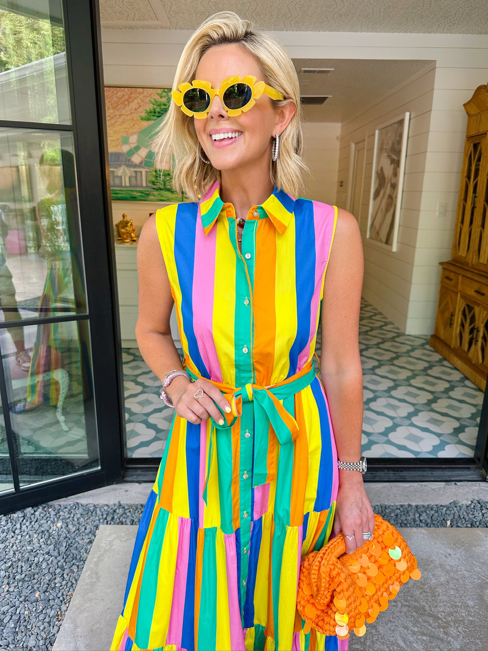 SHE KNOWS BEST STRIPE MIDI DRESS - MULTI