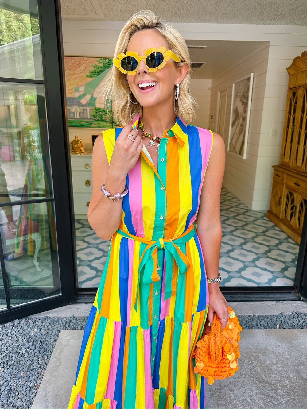 SHE KNOWS BEST STRIPE MIDI DRESS - MULTI