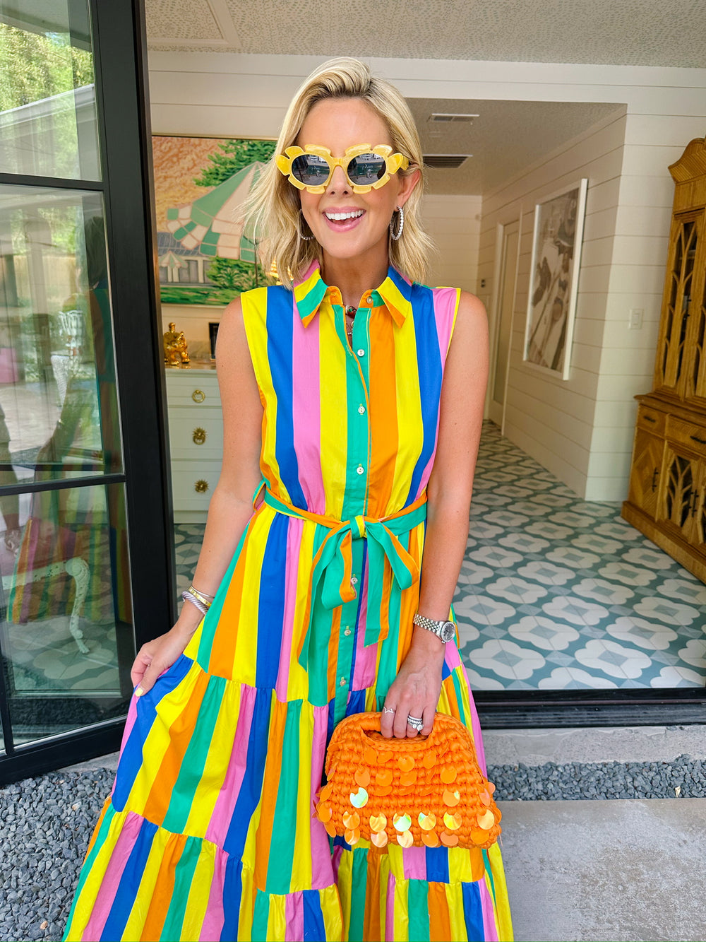 SHE KNOWS BEST STRIPE MIDI DRESS - MULTI