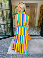 SHE KNOWS BEST STRIPE MIDI DRESS - MULTI