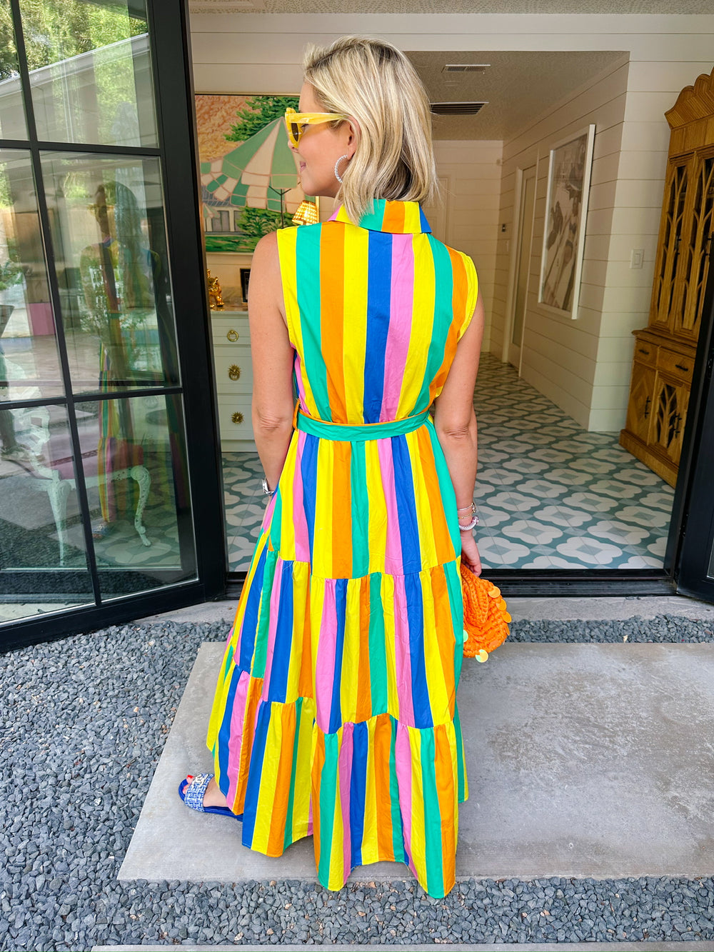 SHE KNOWS BEST STRIPE MIDI DRESS - MULTI