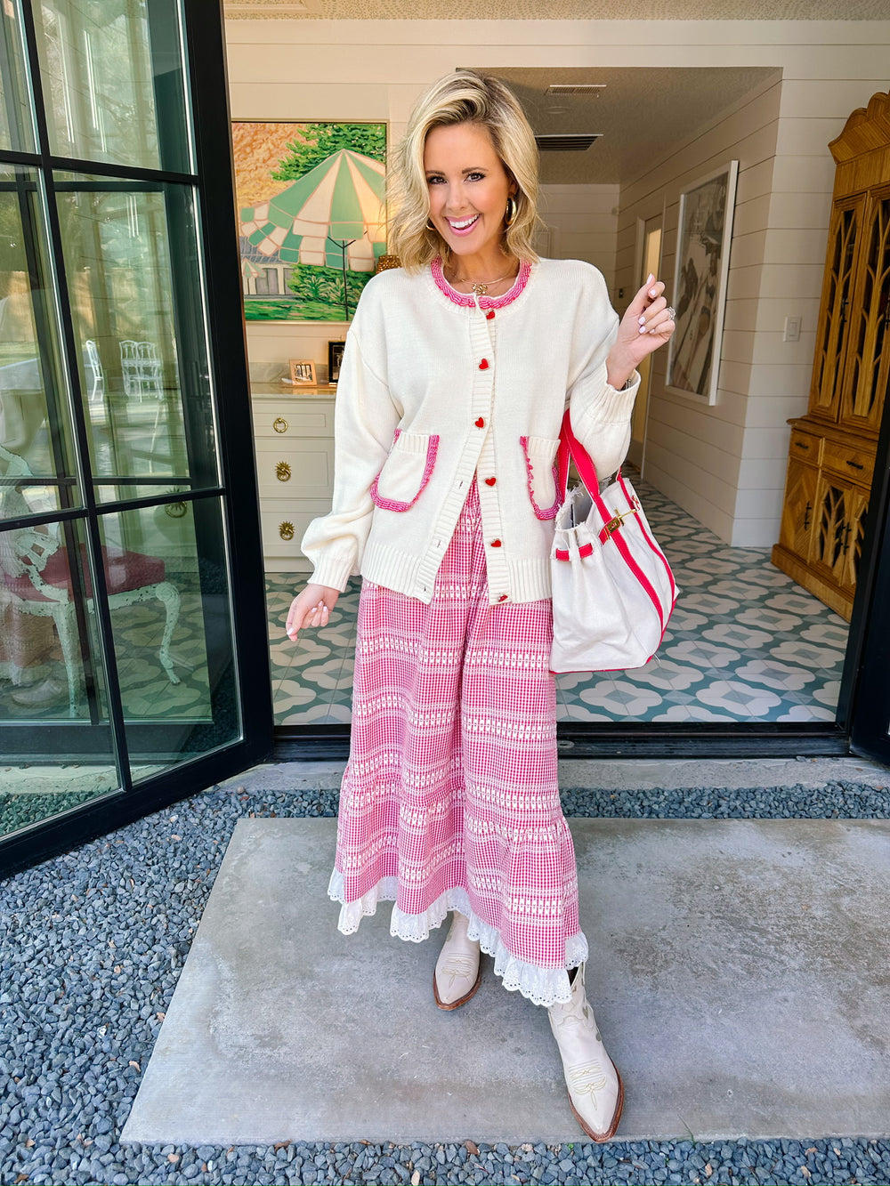 GEORGIE GINGHAM MIDI SKIRT - RED