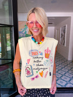 NOTHING BETTER THAN MAHJONG MUSCLE TEE - YELLOW