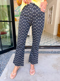 HATTIE HIGH RISE POLKA DOT CROP FLARE JEAN - BLACK