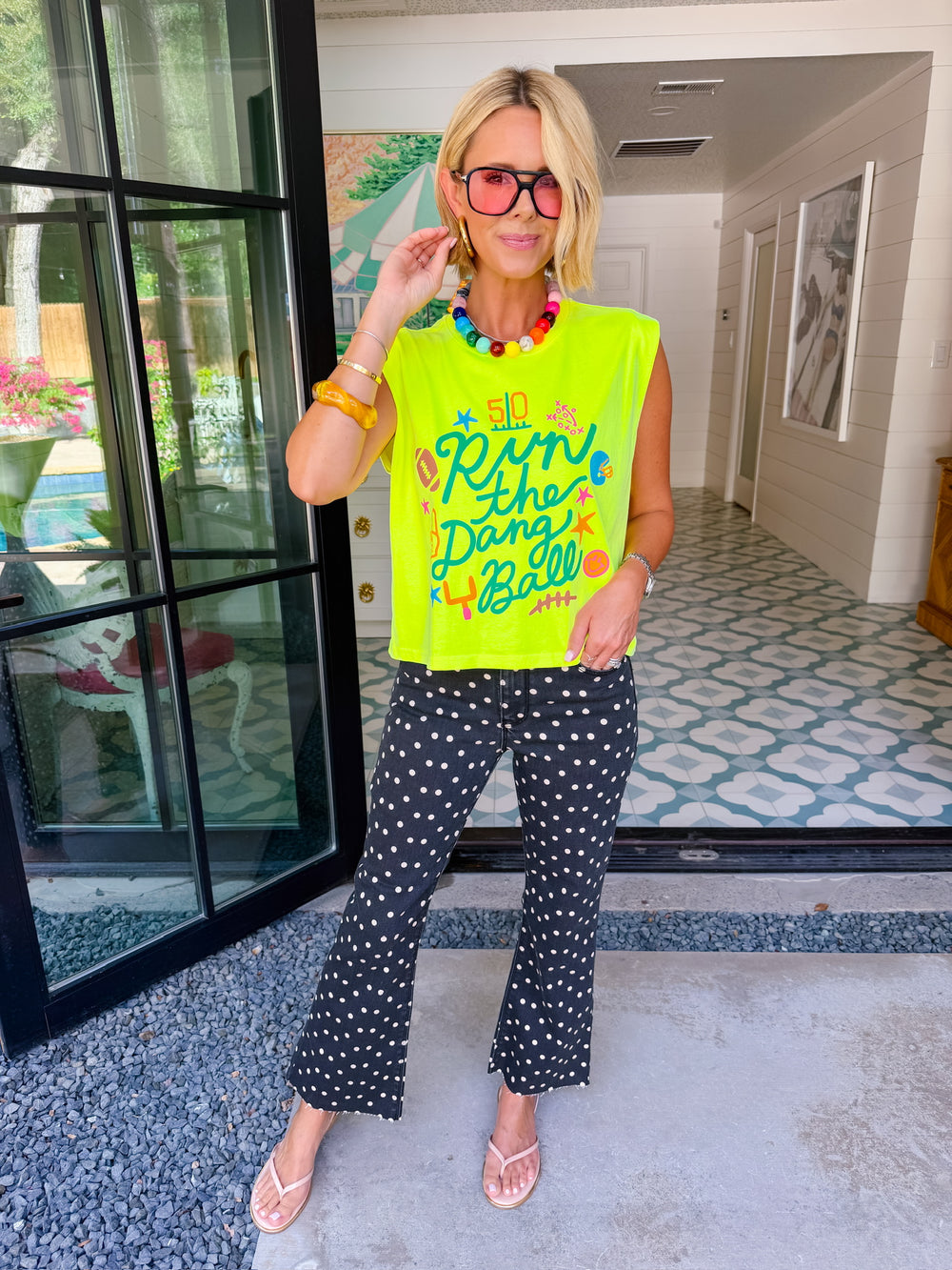 RUN THE DANG BALL MUSCLE TEE - NEON YELLOW