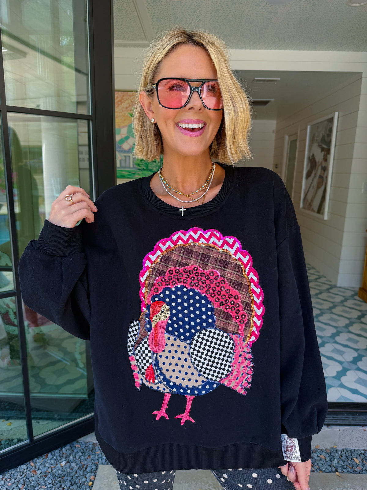 TURKEY PATCHWORK SWEATSHIRT - BLACK