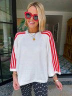 TAKE IT IN CONTRAST STRIPE SWEATER - IVORY