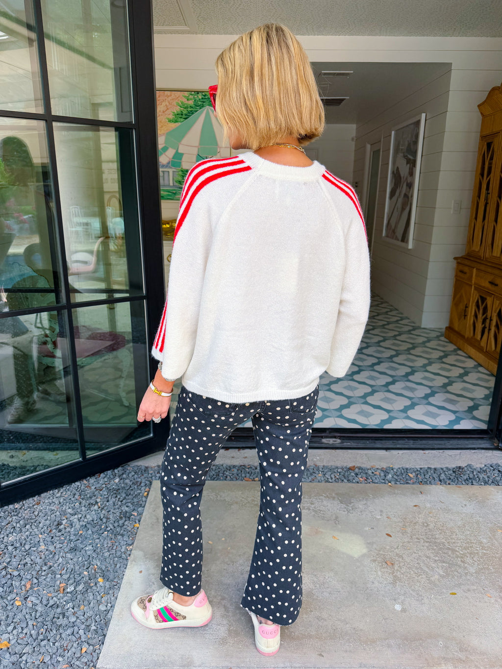 TAKE IT IN CONTRAST STRIPE SWEATER - IVORY