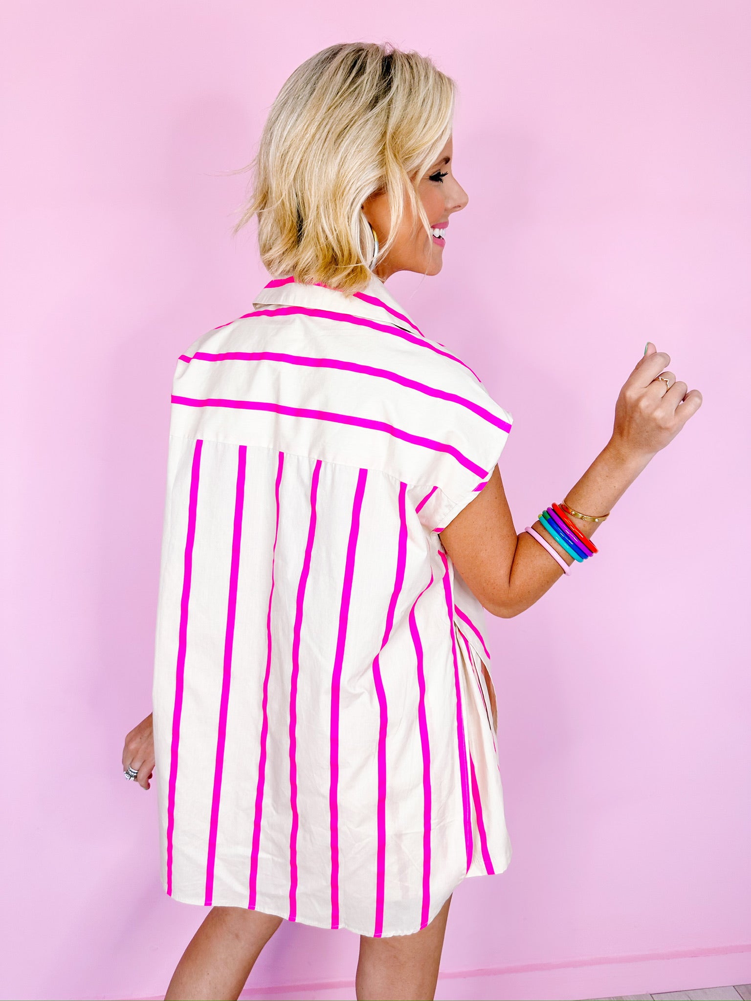 STACCI STRIPE SHORT SET - PINK