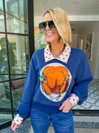 TURKEY POLKA DOT COLLAR SWEATSHIRT - NAVY