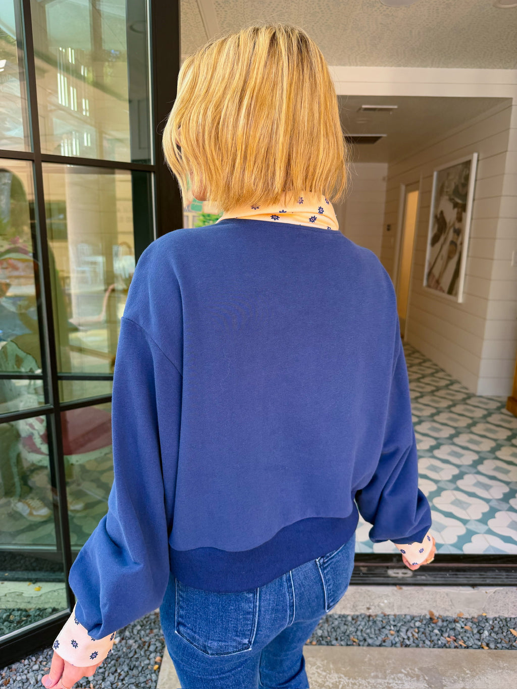 TURKEY POLKA DOT COLLAR SWEATSHIRT - NAVY