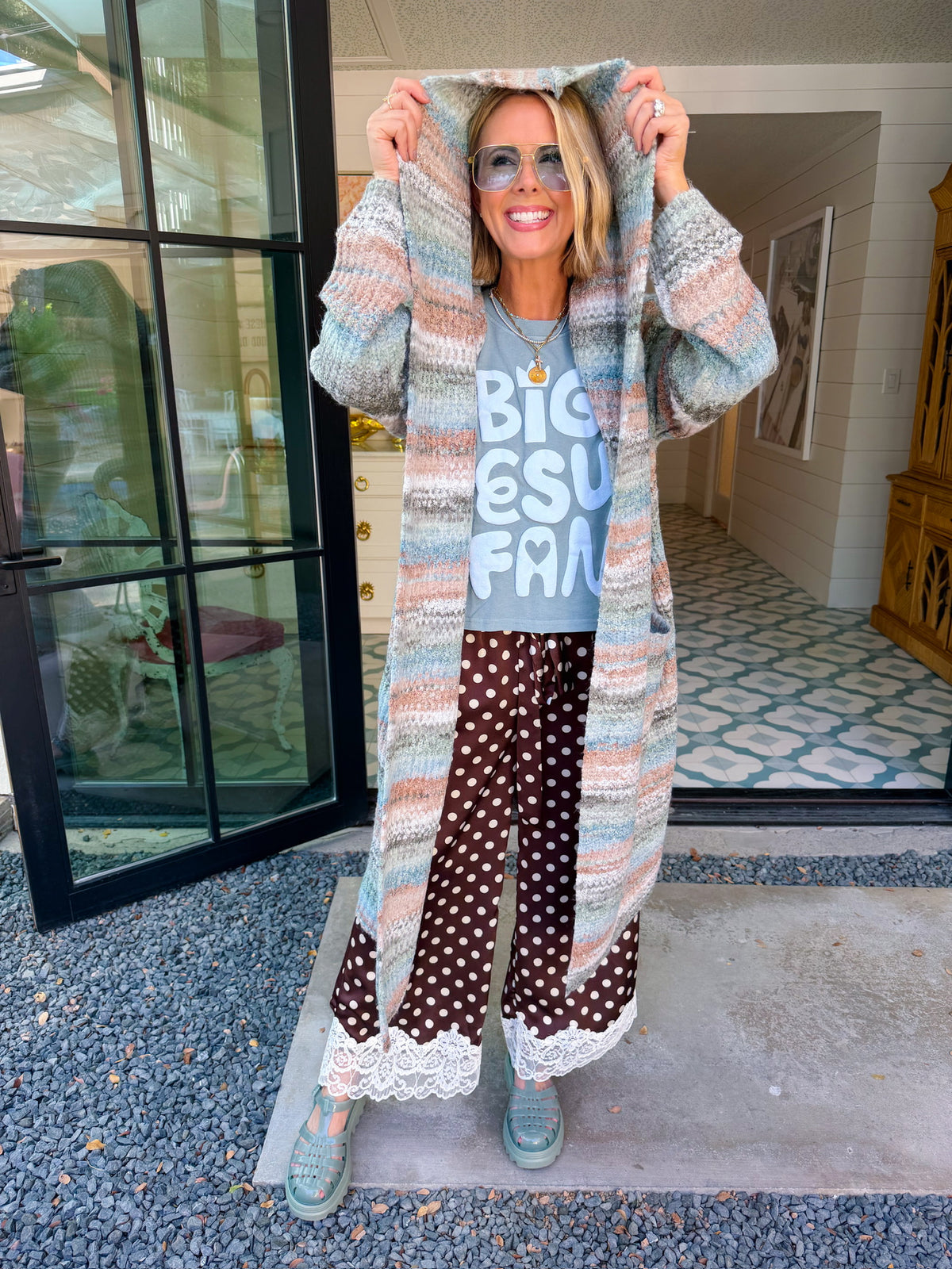 CHASING NEW HORIZONS STRIPE HOODED COATIGAN