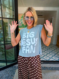 BIG JESUS FAN MUSCLE TEE - WASHED SAGE