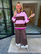 THE CHOICE IS YOURS BOLD STRIPE SWEATER - BROWN/PINK
