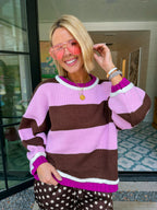 THE CHOICE IS YOURS BOLD STRIPE SWEATER - BROWN/PINK