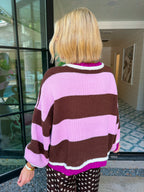 THE CHOICE IS YOURS BOLD STRIPE SWEATER - BROWN/PINK