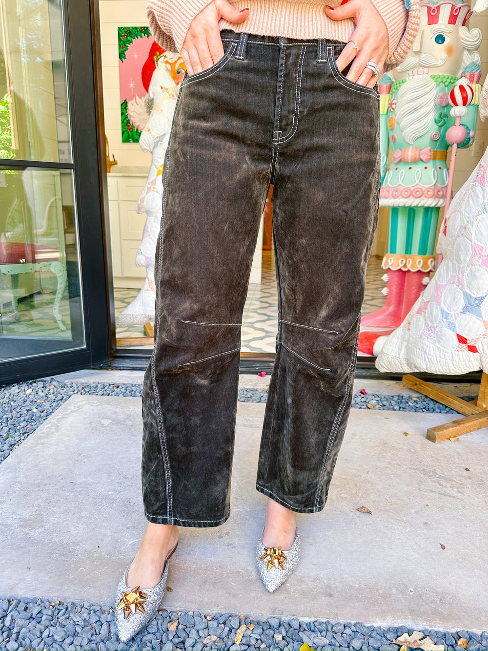 KATE HIGH RISE VELVET BARREL JEAN
