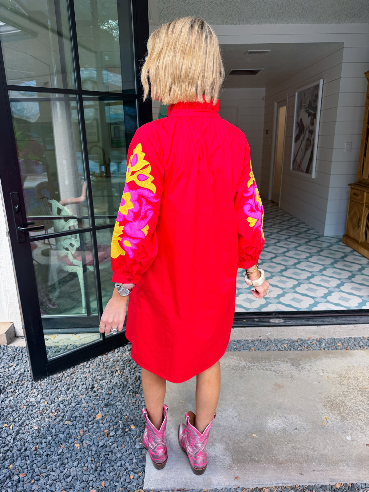 EVERY SIDE OF YOU APPLIQUE DRESS - RED
