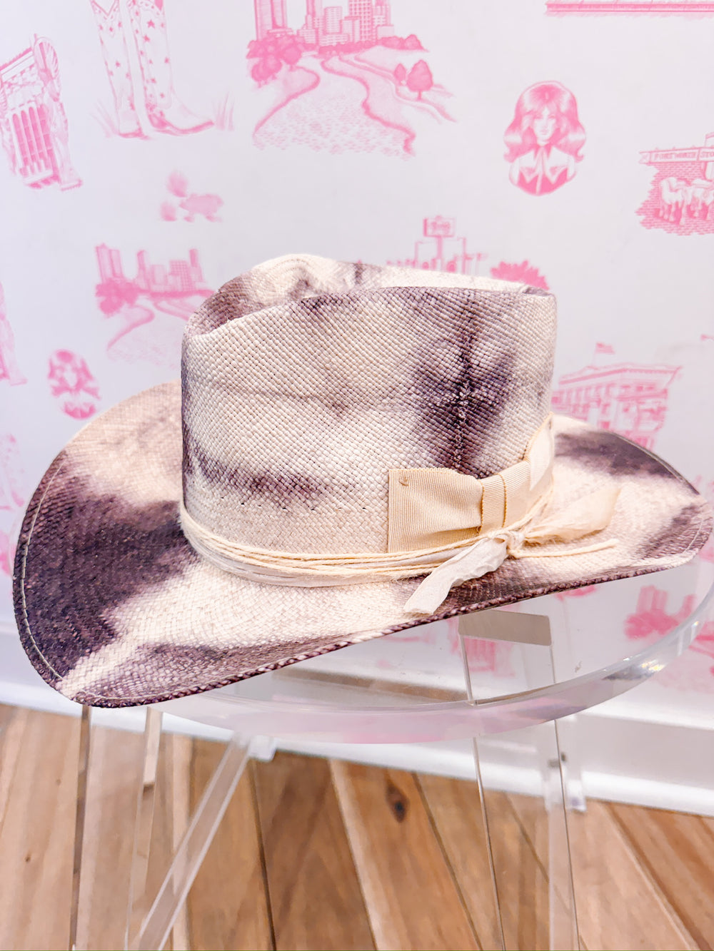 MOON TIE DYE WESTERN STRAW HAT - BLUE