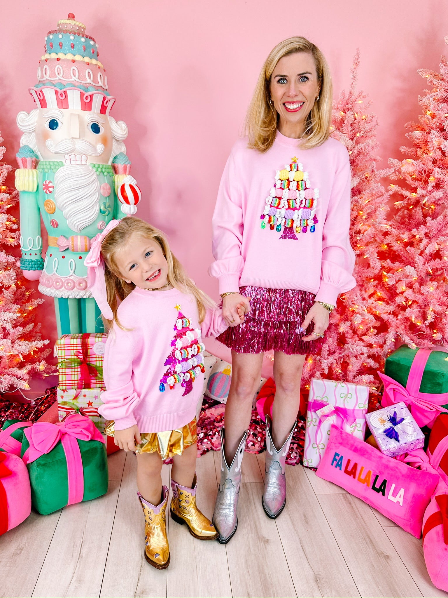 BON BON CHRISTMAS TREE SWEATER - PINK