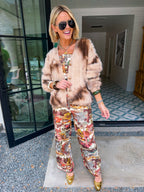 CAUGHT BETWEEN THE SHADOWS ABSTRACT TIE DYE FUZZY CARDIGAN