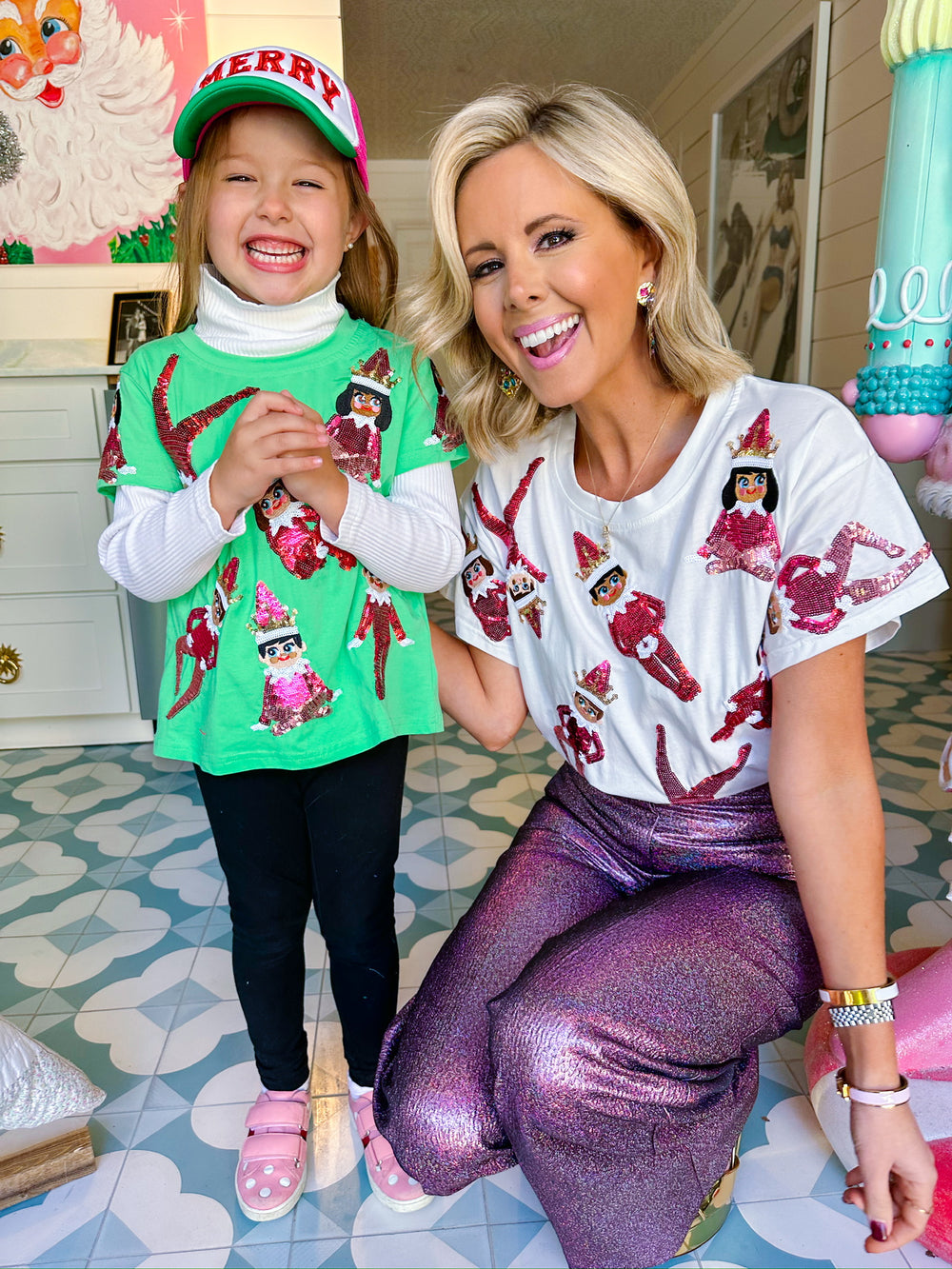 KIDS ELF ON A SHELF TEE - GREEN